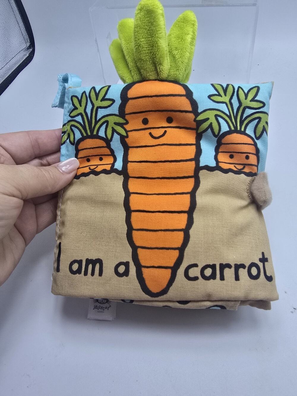 Jellycat I AM A CARROT Lift The Flap Crinkle Soft Plush Baby Infant Book